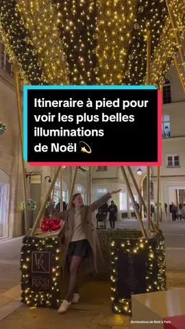 💫🎄OÙ VOIR LES ILLUMINATIONS DE NOËL À PARIS CETTE ANNÉE ? Je vous ai préparé un parcours faisable à pied qui vous fera passer par les plus beaux spots de Paris décorés pour les fêtes 🤩🎁 Il démarre à l’avenue Montaigne et termine à la Galerie Vivienne, mais vous pouvez aussi le faire dans le sens inverse, faire une boucle ou faire seulement quelques morceaux du parcours 🙏🏻 DÉTAILS DU PARCOURS : 🚇Métro Franklin Roosevelt 💫Avenue Montaigne -75008  💫Les Champs-Elysées 75008  🚶‍♀️25min à pied  💫Galeries Lafayette -40 Boulevard Haussmann 75009 🚶‍♀️14min à pied  💫Le Village Royal -25 rue Royale, 75008 🚶‍♀️5min à pied  💫Faubourg Saint Honoré et la Place Maurice Barrès -75001 🚶‍♀️4min à pied  💫Le Marché de Noël du Jardin des Tuileries -113 rue de Rivoli, 75001  🚶‍♀️5min à pied  💫Place Vendôme -75001  🚶‍♀️12min à pied  💫Galerie Vivienne -75002  N’oubliez pas d’enregistrer ce post pour retrouver ma balade facilement ! Et à me laisser un petit commentaire si la vidéo vous a plu, j’y ai mis beaucoup de cœur 💕 #sortiesparis #noelaparis #christmasparis #activitesparis 