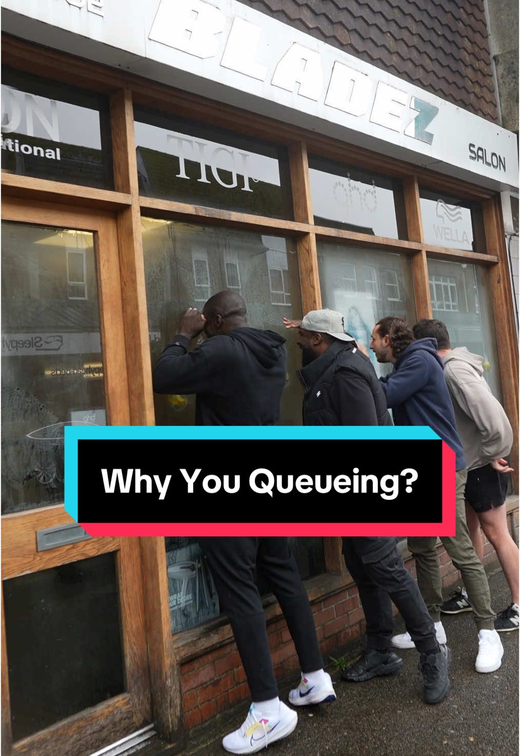 Why are 3 Bald Men in the Queue for a haircut 🤔 @Arron Crascall @Axel Blake @Euan Copeland @KoralKut.it @Georgie Rose #haircut #barbour #queue #bald #salon IG// evanmariaa 