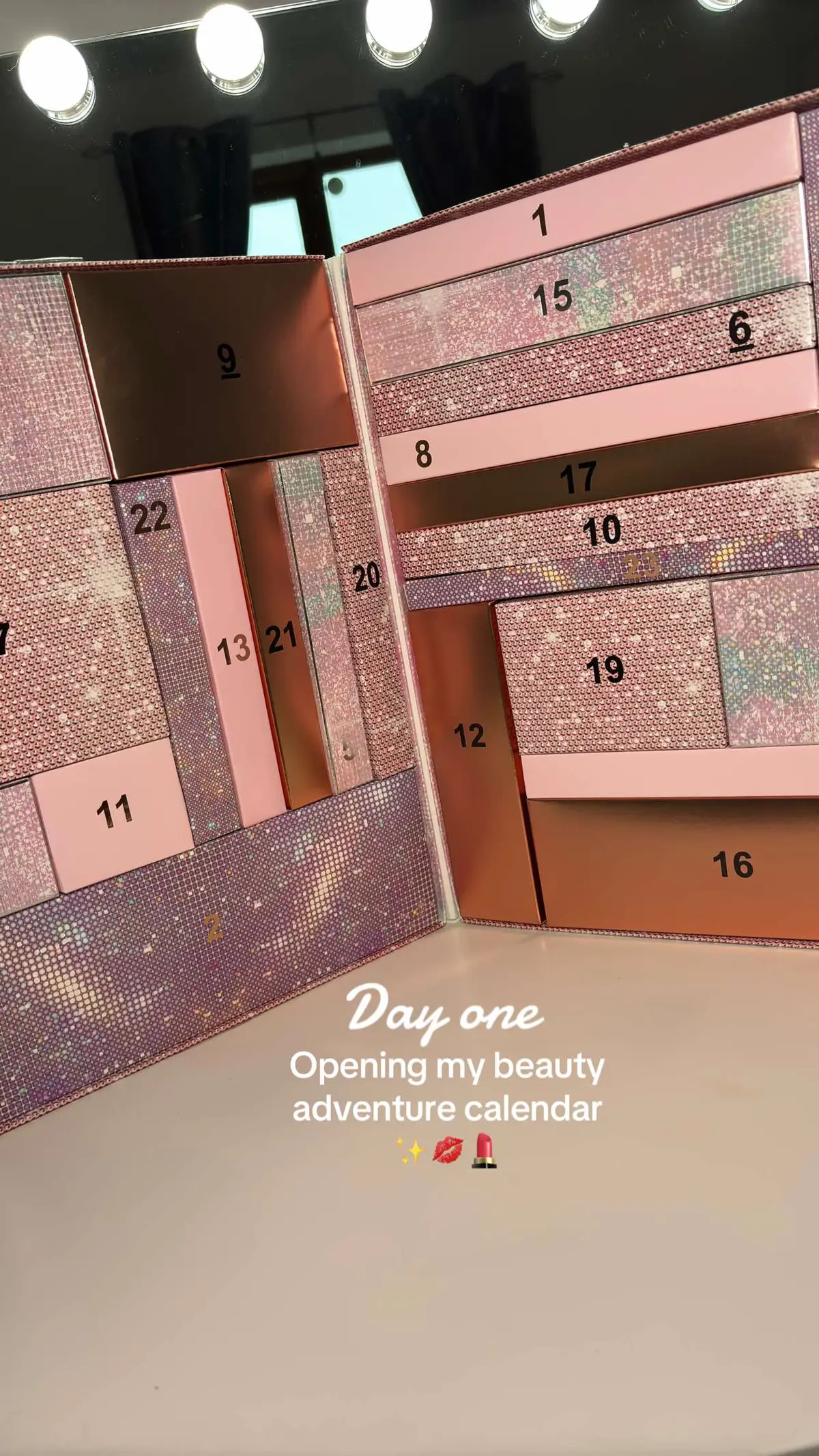 Open my @Makeup Revolution beauty calendar with me ✨ #makeup #RevGen #ad #makeuprevolution #beautyadventcalendar 