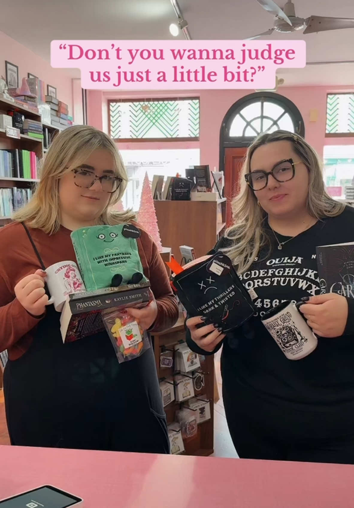 Jamie from @Kiss & Tale™️ Romance Bookshop would NEVER judge us 💘📚✨🥹🎀🤭🫶🏼 #BookTok #bookish #bookbesties #tbr #fantasy #bookrecs #bookhaul #romancebookstore #bookshopping 