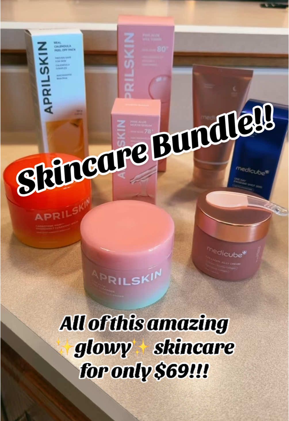 This is the craziest deal on a skin care bundle I’ve ever seen! Click the orange cart and grab yours before this one sells out!  #aprilskin #medicube #kbeauty #glassskin #glowyskin #medicubetiktokshop #tiktokshopblackfriday #tiktokshopcybermonday #beautyhacks #skincarebundle 