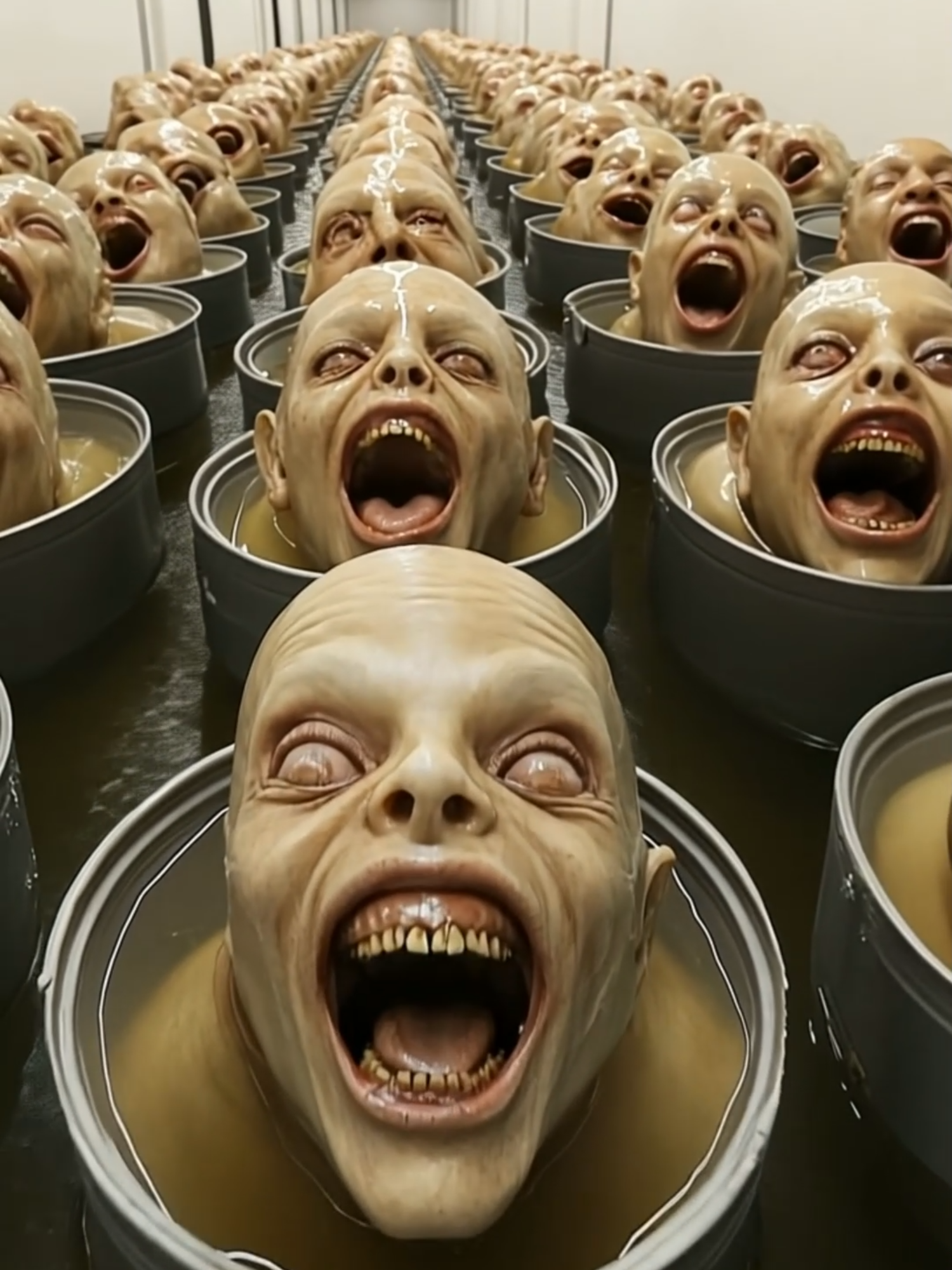 The Scream of the Lab Monsters! 😱🧪 #Area51 #Horrortok Deep within the confines of a secret lab, rows of horrifying Head-only creatures erupt in synchronized screams of 