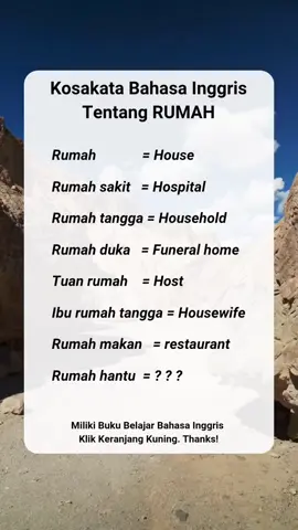 Bahasa Inggrisnya :  Rumah hantu = ? ? ? apa ya 🤔 #belajarbahasainggris #mahirbahasainggris #rekomendasibuku #bukubahasainggris #klikkeranjangkuning #rumah #hantu #ilmubahasa #fypシ゚viral #fypシ #fyp 