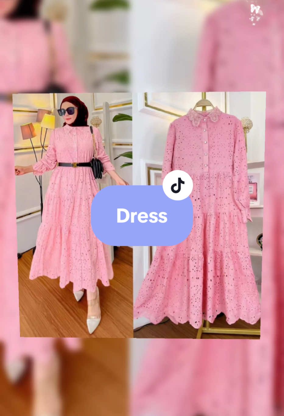 Gaun Renda Berongga Bersulam, Gaya Abaya#fyp #foryoupage #gaun#dress#pakaian#wanita