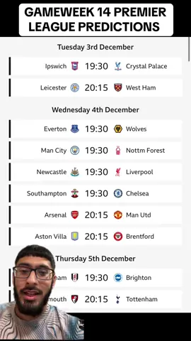 Gameweek 14 Premier League Score Predictions #premierleaguepredictions #PremierLeague #eplpredictions #epl #arsenal #liverpool #mancity #manutd #chelsea #fyp 