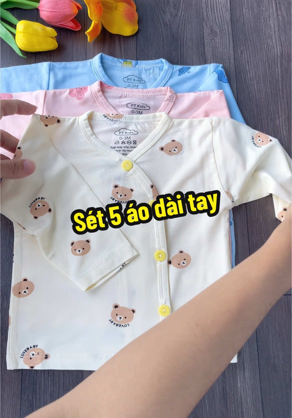 Sét 5 áo dài tay cho bé sơ sinh #aodaitaysosinh #aodaitaychobe #set5aodaitay #dososinh #xh 