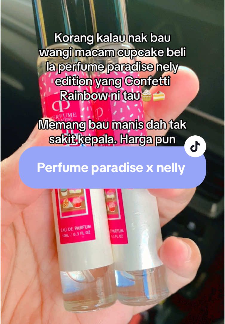 Siapa kat sini yang suka bau manis2 cake macam tu? Wajib grab perfume yang code confetti rainbow ni tau😍 #perfumeparadise #nellydessertsedition #confettirainbow 