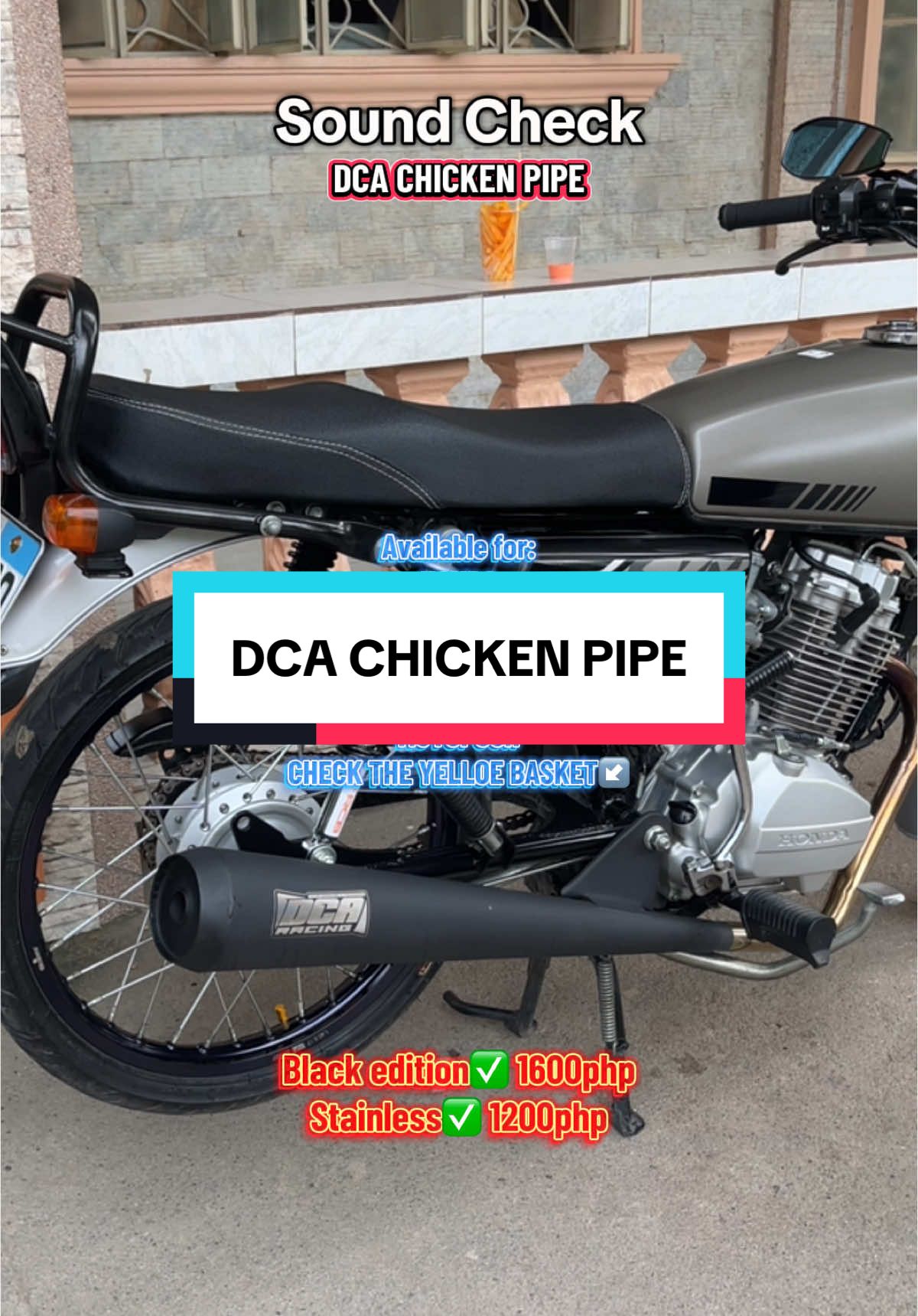 Sound Check of Dca Chicken Pipe Black Edition/ Stainless✨💯 HONDA, KAWASAKI, MOTOPOSH, RUSI, & EURO✔️ #dcachickenpipe #dcachickenpipeblack #malutong #pipe #blackedition #stainless #tmxalpha125 #rusitc #kawasaki #motoposh #pantra #euro #fyp #foryou 