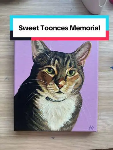 This made her owner cry 🥺 I’m so glad I could bring her back to life in some small way. 🩷 Thank you Sarah! #petmemorial #petlossgrief #catloss #catpainting #petportraitartist #kittycat #rainbowbridge 