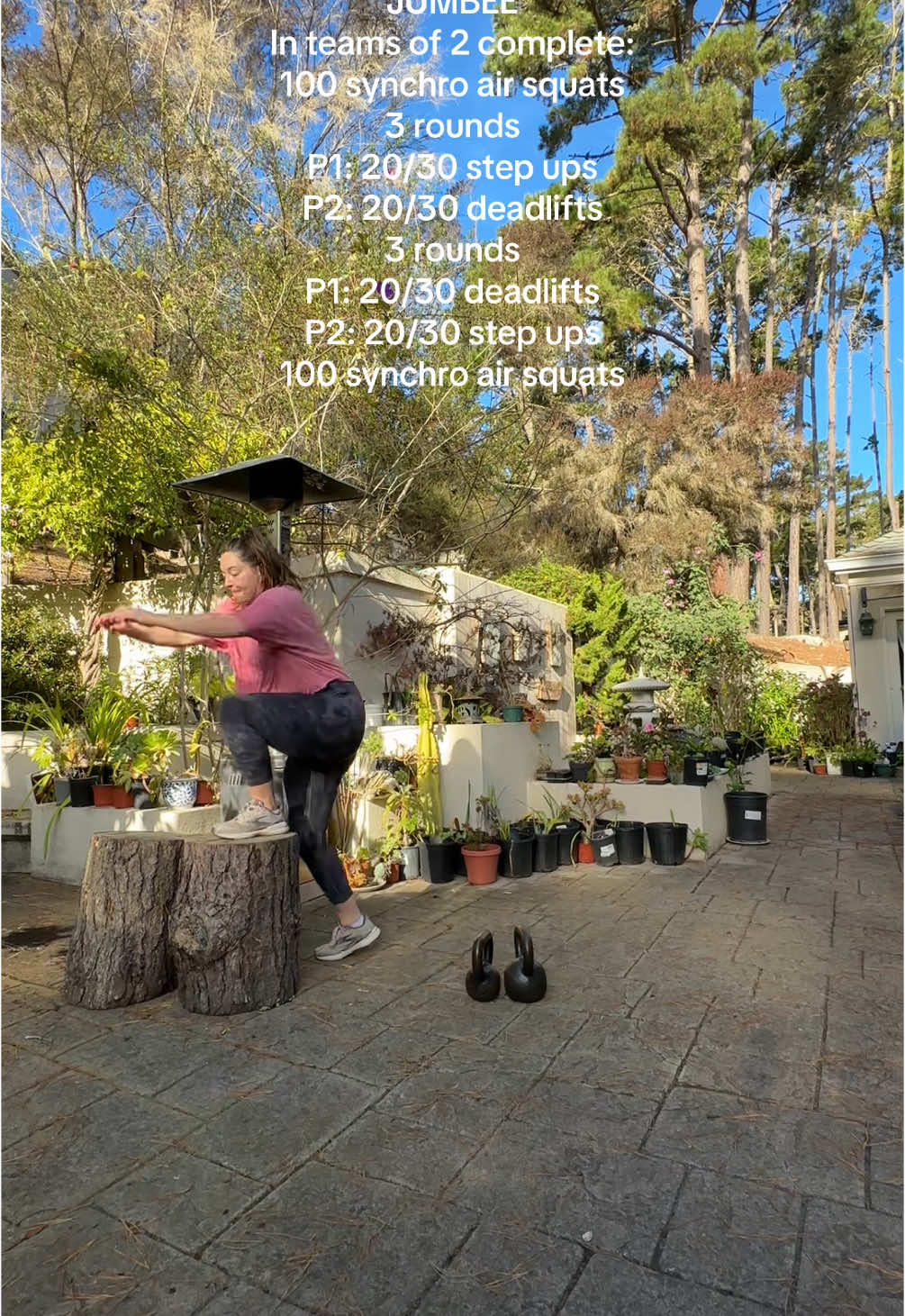 I’m committing to 20 workouts this month. Posting them here for accountability. We’d love to have you join us. “JUMBEE” Complete 100 air squats each at the same time. Then you do 3 rounds of 20 or 30 deadlifts while the other partner rests. Then your oartner will do 3 rounds of 20 or 30 step ups while you rest. Then you guys switch for another 3 rounds where you’re now doing step ups and other partner does deadlifts. Finish with another set of 100 air squats. Our time was 21:49. Drop any questions with how i can help you customize this workout for where you’re at.