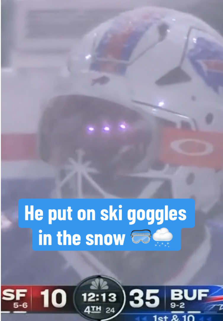 Dion Dawkins dressed for the weather with the #Bills up Big ❄️ (📺 NBC) #nfl #snow #49ers #buffalo #ski