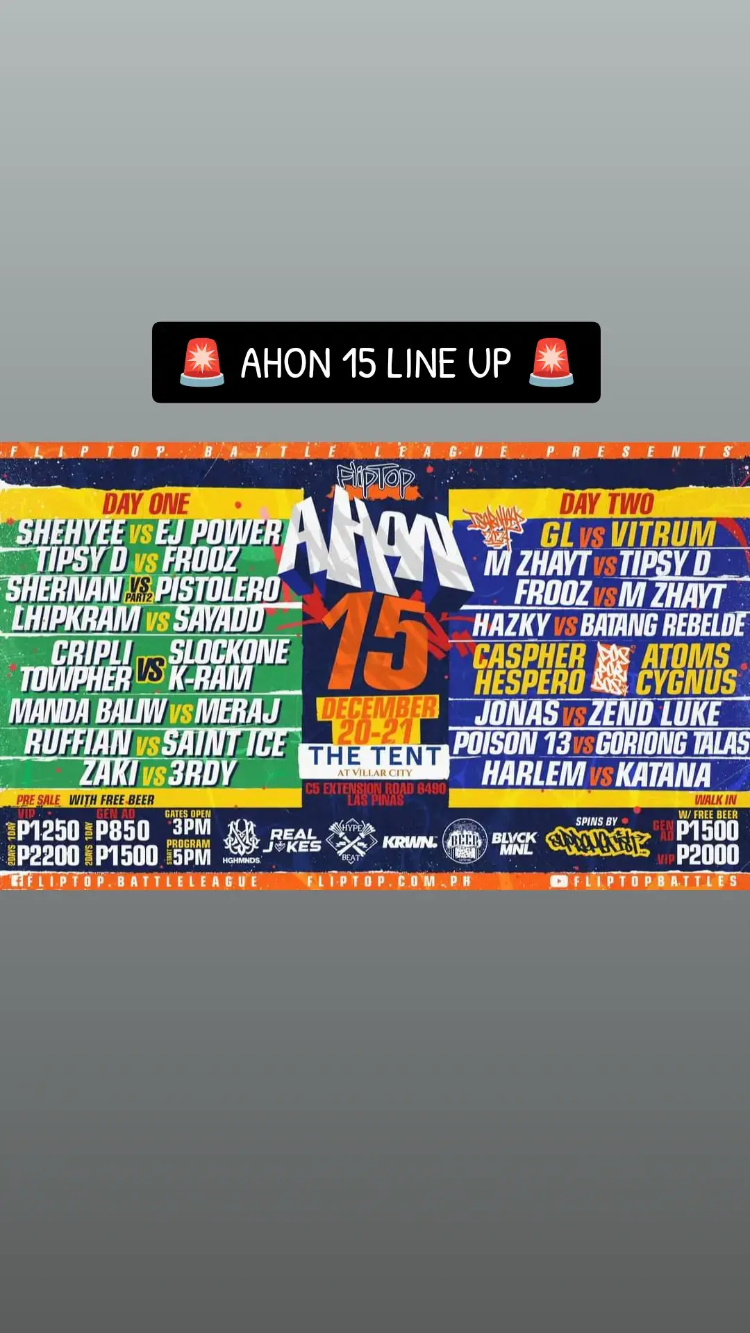 AHON 15 LINE-UP