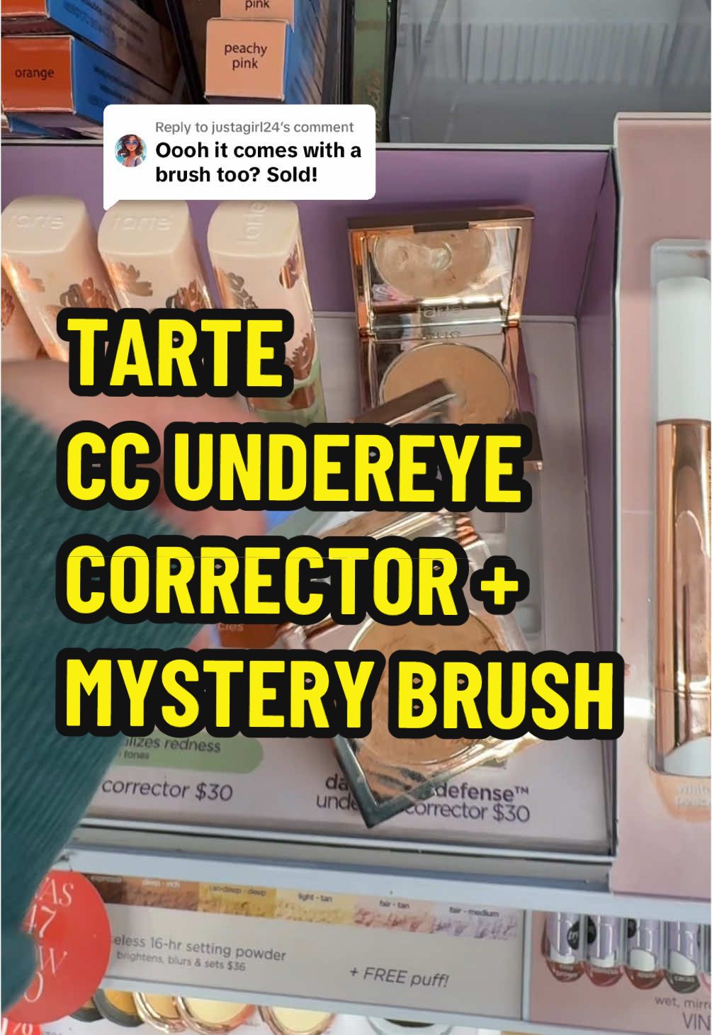 Replying to @justagirl24 This fan-favorite Tarte Colored Clay CC Undereye Corrector is sold out in stores but still available on TikTok Shop, where you also get a free mystery brush with your purchase! Don’t miss out on this multitasking, crease-free formula perfect for banishing dark circles while supplies last! #TarteCosmetics #tarte #MakeupAddict #BeautyDeals #tarteccundereyecorrector #tartebundle #ColorCorrector #colorcorrection #darkcircles #DarkCircleDefense #undereyecircles #ViralMakeup #WaterproofConcealer #waterproofmakeup #matureskinmakeup #tiktokshopblackfriday #tiktokshopcybermonday #tiktokshopholidayhaul #tiktokmademebuyit #giftideasforher 