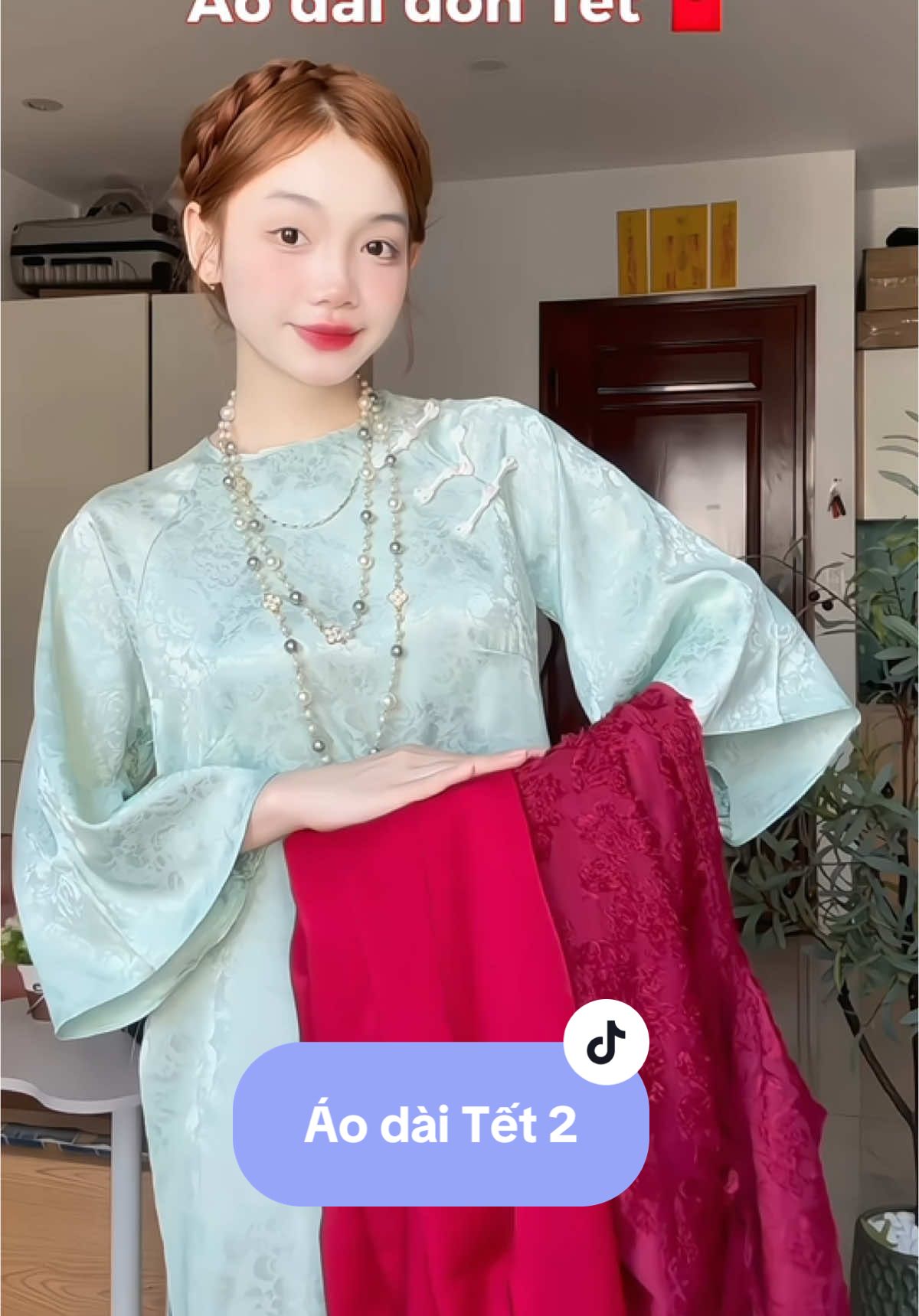 Áo dài đón Tết nhẹ nhàng các chị ơi🥰🧧#viral #fyp #outfit #aodaitet #review #xh 