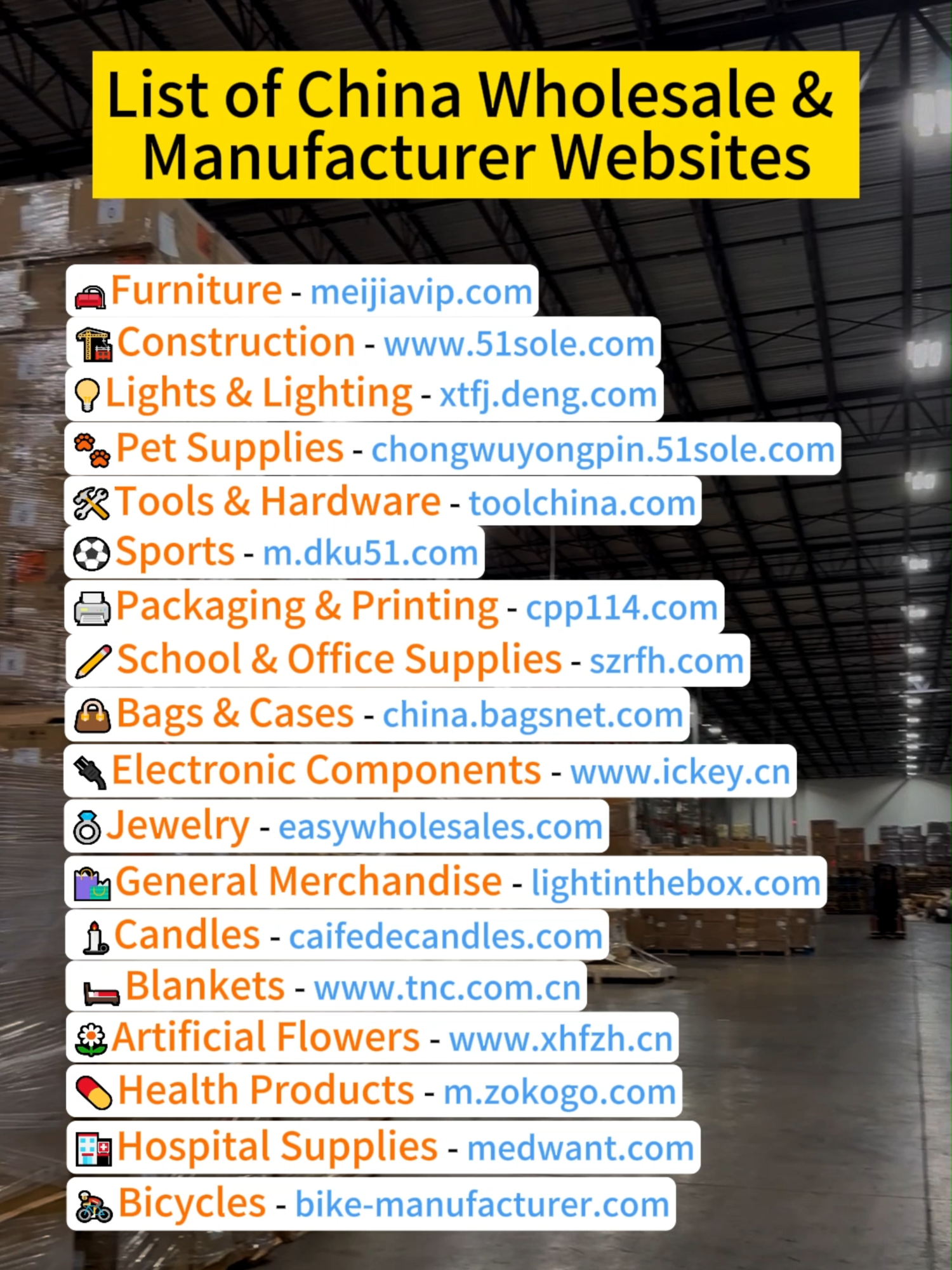 List of China Wholesale & Manufacturer Websites#importfromchina #wholesale #manufacturing #sourcing #chinamanufacturer #import #importer #china #manufacturingcompany #trader #chineseproducts #websites #madeinchina