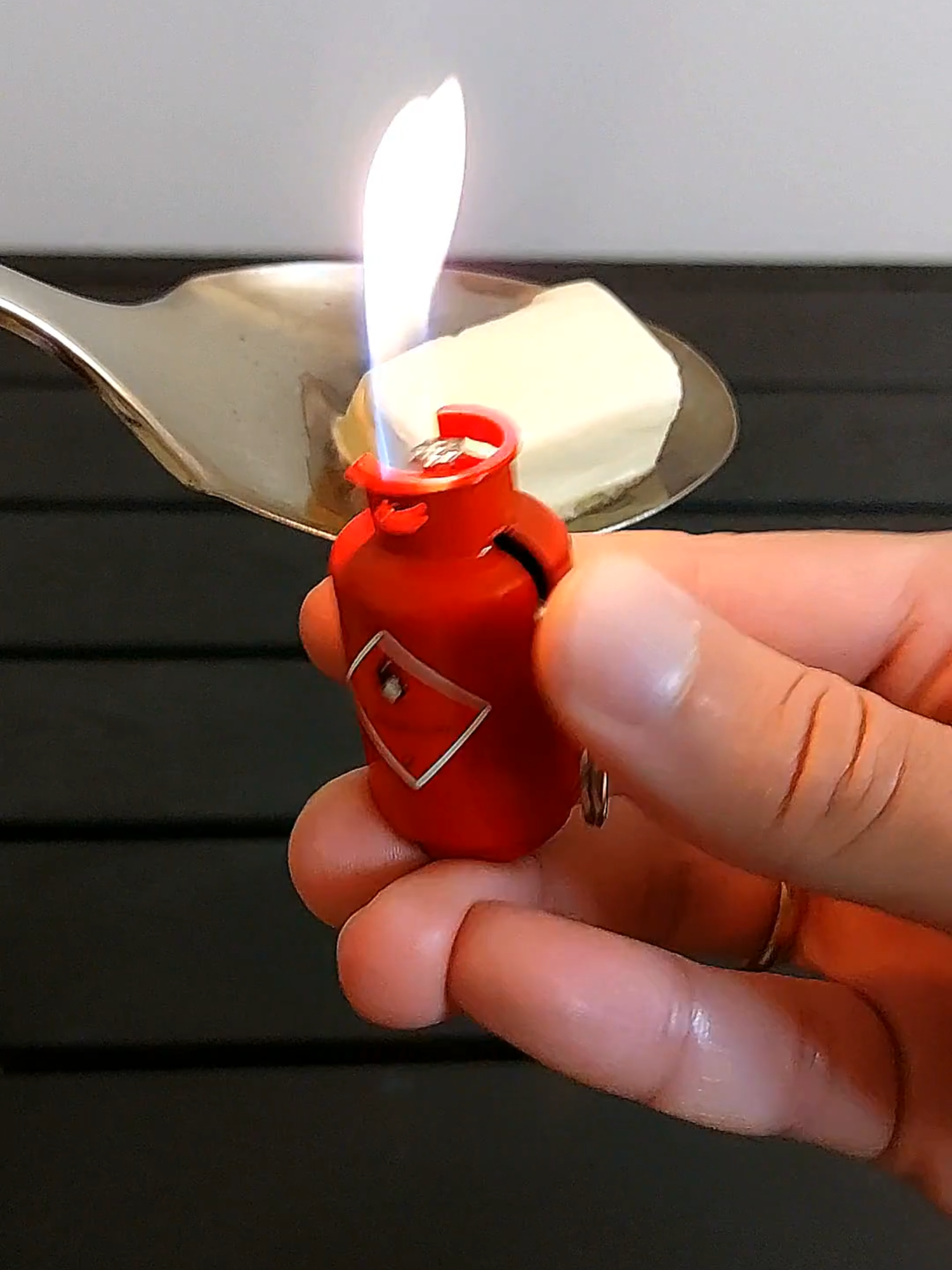 Lighter 🆚 Butter 😱🔥 Meltdown Time! #lighter#burningbliss #butter #challenge #imagine #damage