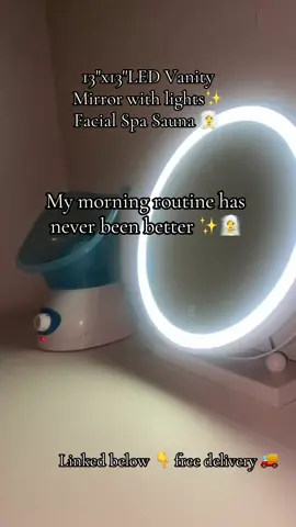 13''x13''LED Vanity Mirror with lights✨ Facial Spa Sauna 🧖‍♀️ linked below 👇 free delivery 📦🚚 #christmas #beuty #healthyliving #facial #mirrior #gift 