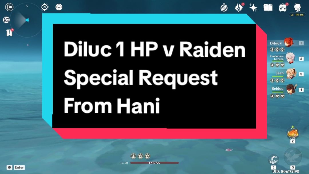 Another Diluc 1 HP Special Request From @HANI  #dilucgenshinimpact #GenshinImpact #challengebirthdayhani #hoyocreators #fypシ #fyf #fyp 