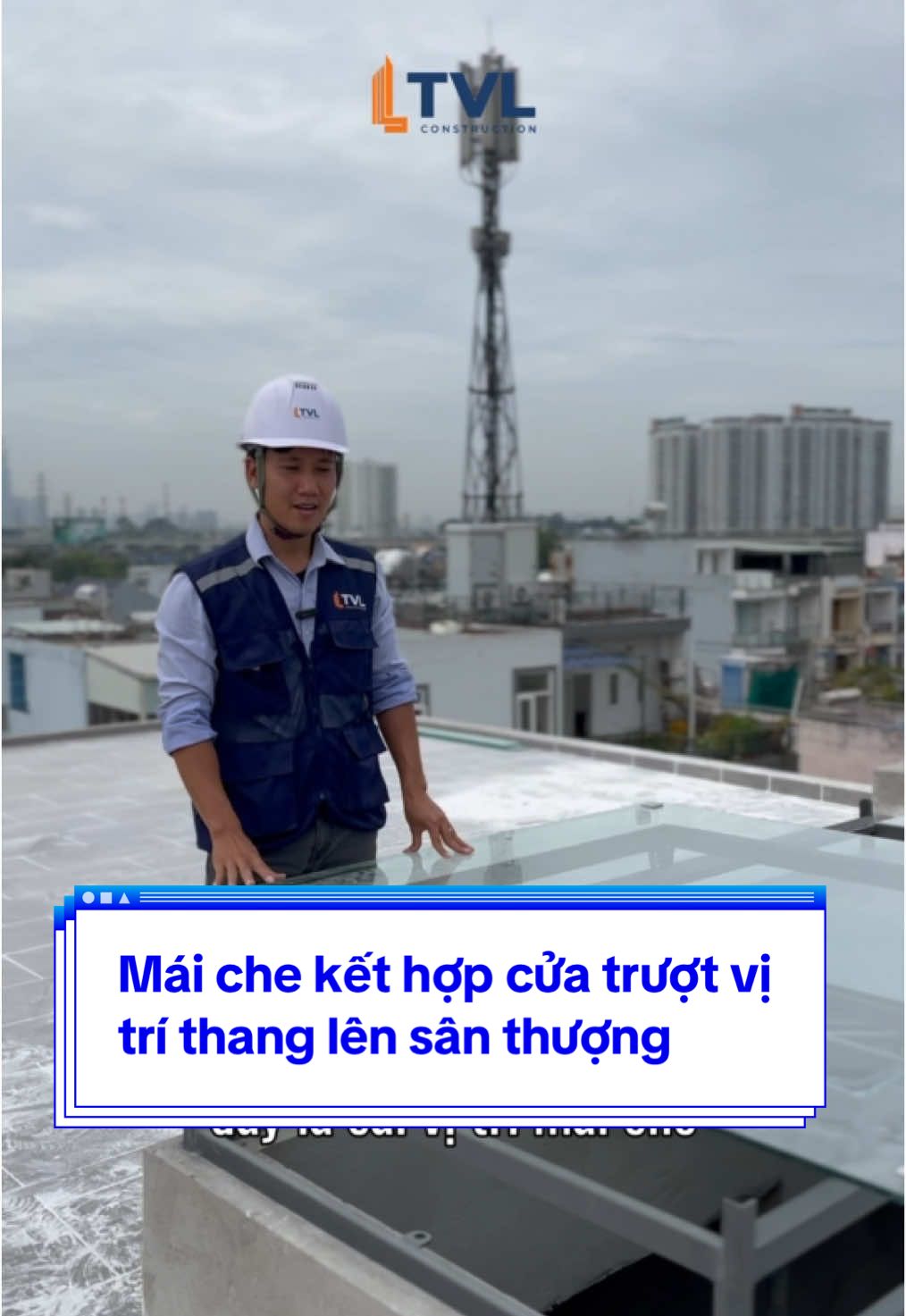 Mái che kết hợp cửa trượt vị trí thang lên sân thượng #giengtroi #construction #thicongtrongoi #xaynhatrongoi #xaydung #thicongnhadep 