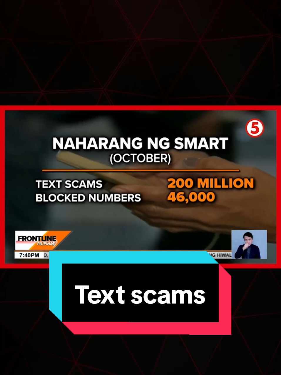 Higit 200 milyong text scams ang naharang ng Smart noong Oktubre. Umabot din sa 46,000 numero ng scammers ang nai-block nila. #News5 #FrontlinePilipinas #NewsPH #SocialNewsPH 