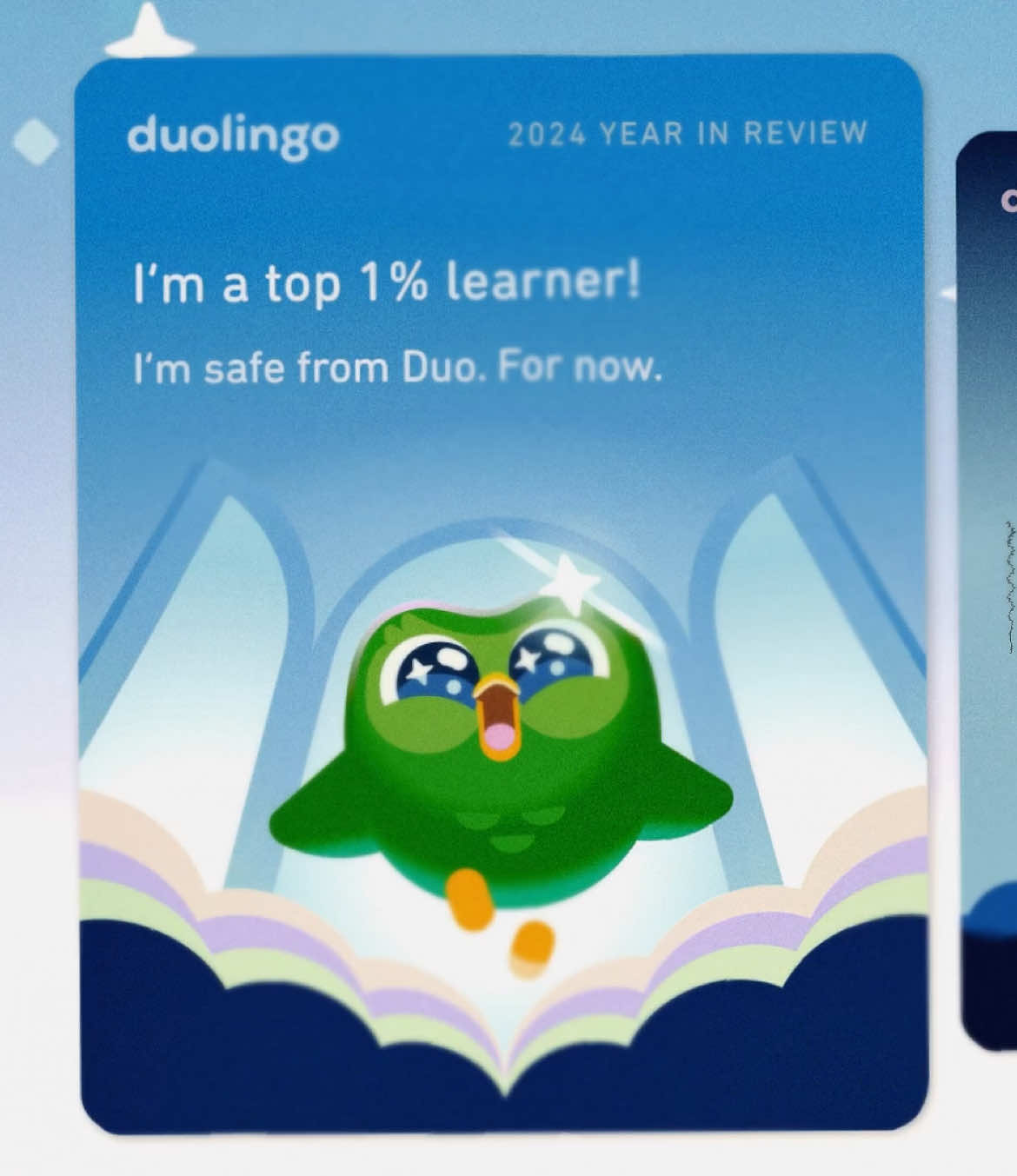 marked safe (for now) 🙂‍↕️ check the duolingo app for your Year in Review #duolingo365 #yearinreview #languagelearning 