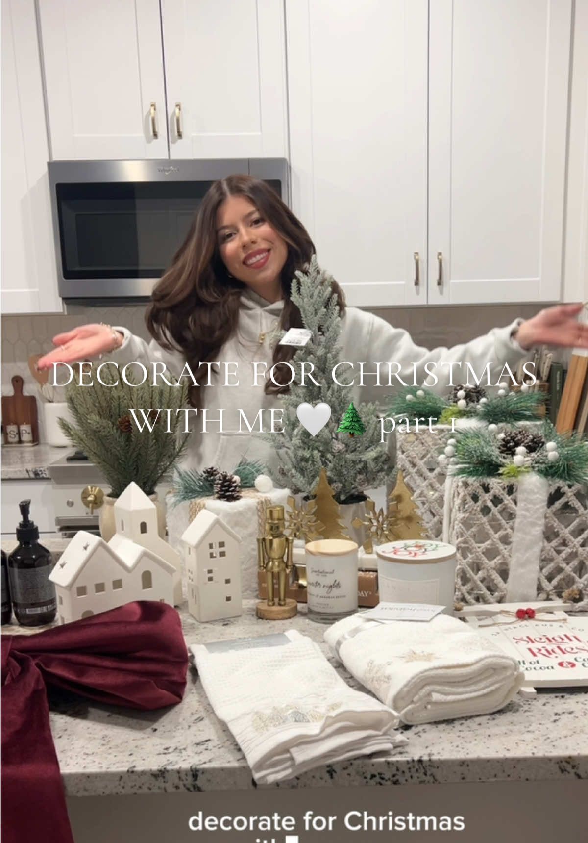 Decorate for christmas with me! 🤍🎄 part 1! More to come #christmas #christmasdecor #homedecor #christmastiktok #cozy #snow #holiday #holidaycountdown #holidaytiktok #winter #christmastree #aesthetic #decoration 