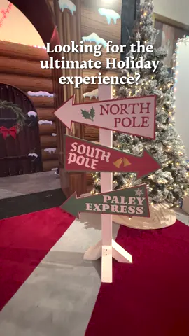 Celebrate the holidays at The Paley Museum with **PaleyLand**—a festive, immersive holiday extravaganza across five floors! Enjoy photos with Santa and holiday characters, arts and crafts, giveaways, free hot cocoa, and a stunning train display. **Paley Members** get in free! Nov 20th - Jan 5th. Link in bio for more info! #PalyLand