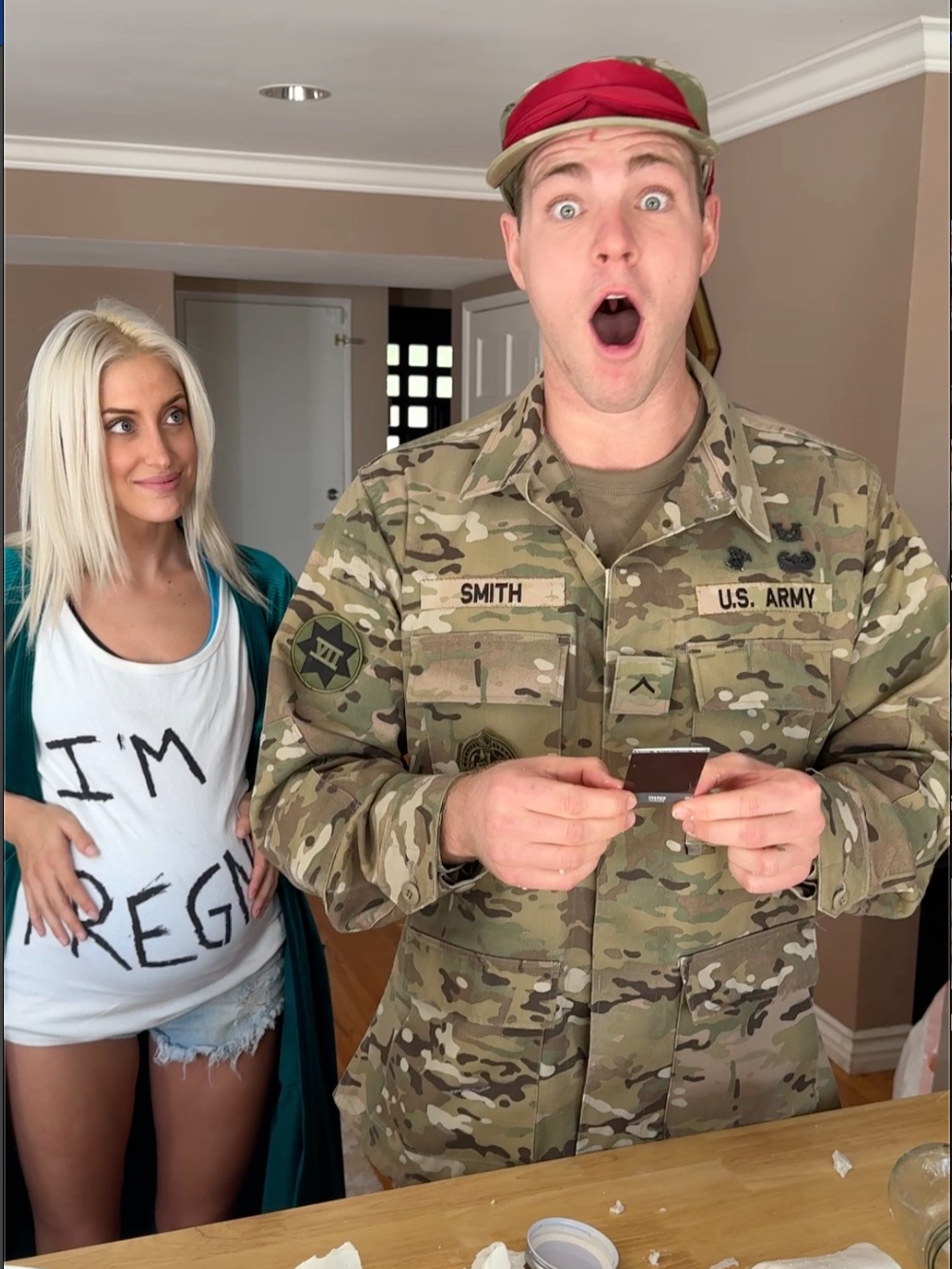 Soldier finds out he's going to be a father ❤️ PART 2 #viralvideo #fyppppppppppppppppppppppp #surprise #fyp #military #homecoming #relationship #pregnancy