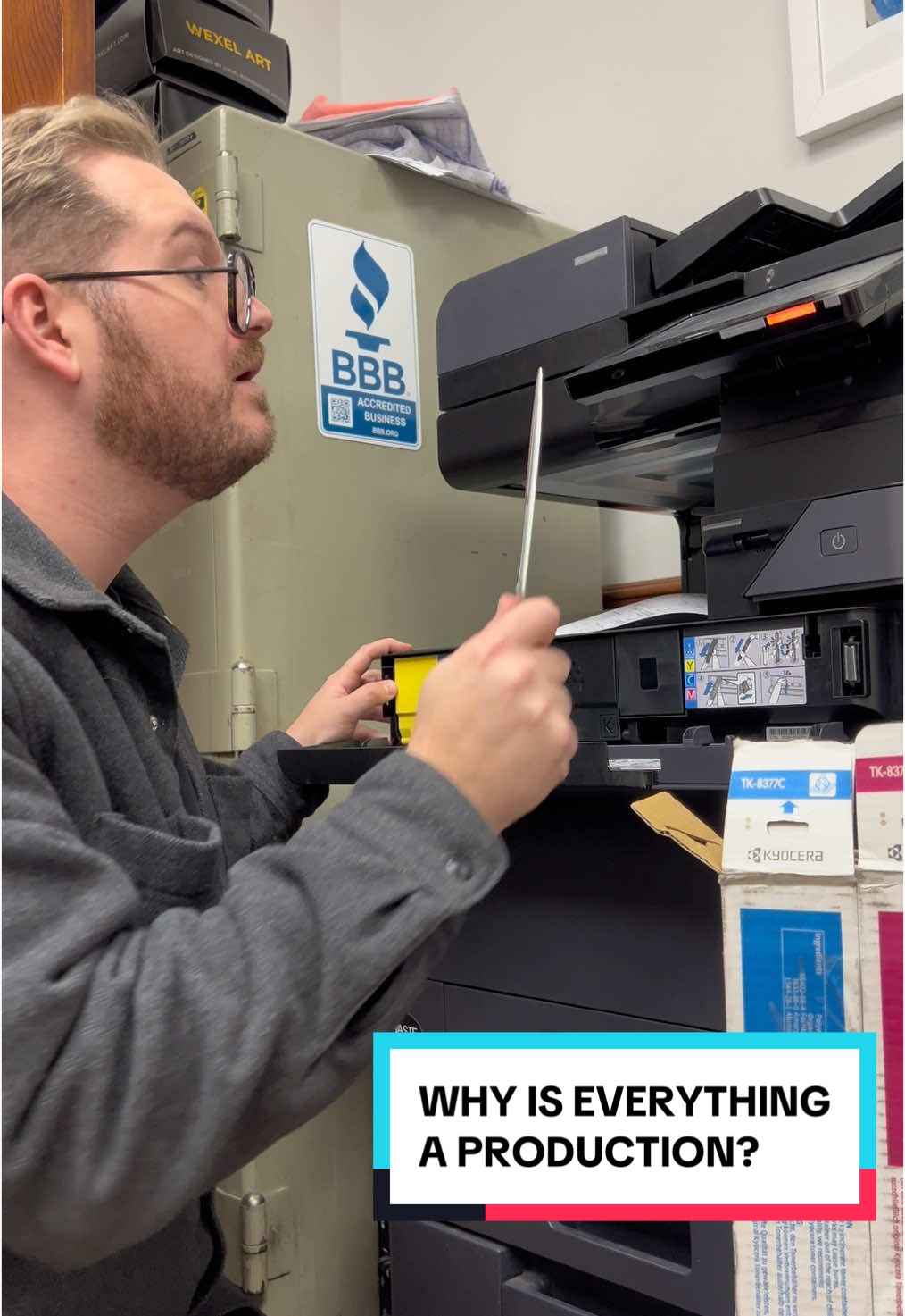 WHY IS EVERYTHING A PRODUCTION? #printer #printertoner #brokenprinter #unhinged @GlennAdamDesignProfessor 