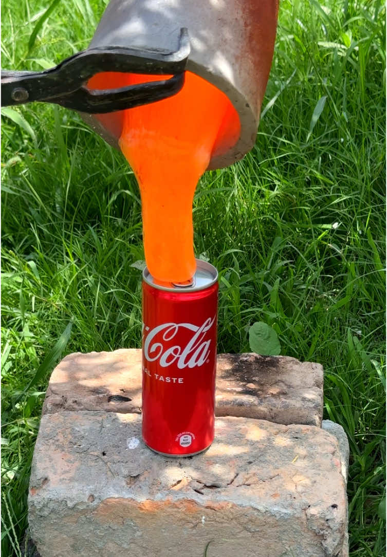 Molten Glass poured over Coca Cola 😱 #donebyprofessionals #satisfying #experiments #science #asmr