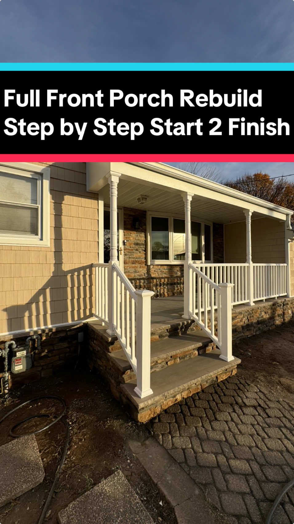 Full Front Porch Rebuild Start 2 Finish #fyp #downesconstruction #DIY #construction #constructiontok #frontporch #rebuild #trending #viral #howto #stepbystep #bluecollar #fypシ #foryoupage #longervideos 