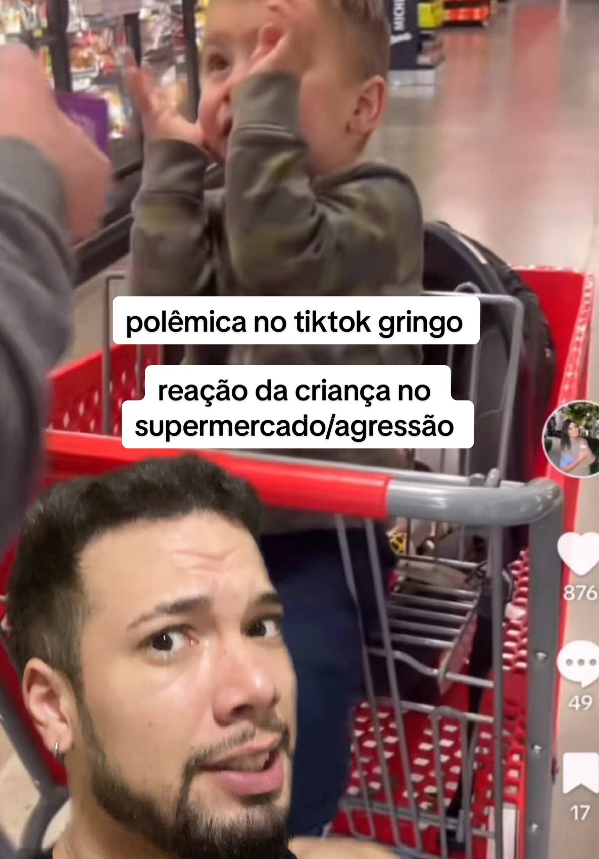 crianca assustada no supermercado com medo de apanhar do pai - polemica pesada no toktok gringo - hannah filho