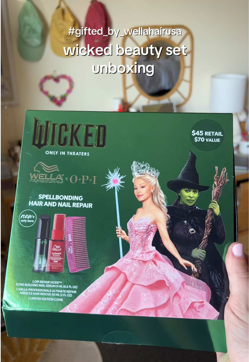 gifted by Wella Professionals USA 💚🩷 @Wella Professionals @Wicked Movie @OPI - US #wellaxwicked #wellaultimaterepair  #wicked 