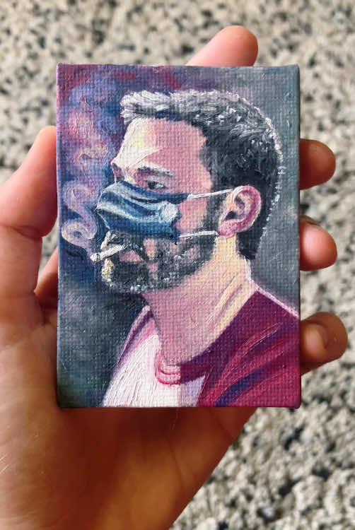 Six if my mini ben affleck meme oil paintings will be featured in Gallery Chimera’s art opening this Saturday, “Honey I Shrunk the Art”6pm-9pm. Stop by to see the work of 50 orher talented artists.  #benaffleck #benaffleckmeme #memepainting #fyp #foryou #foryoupage 