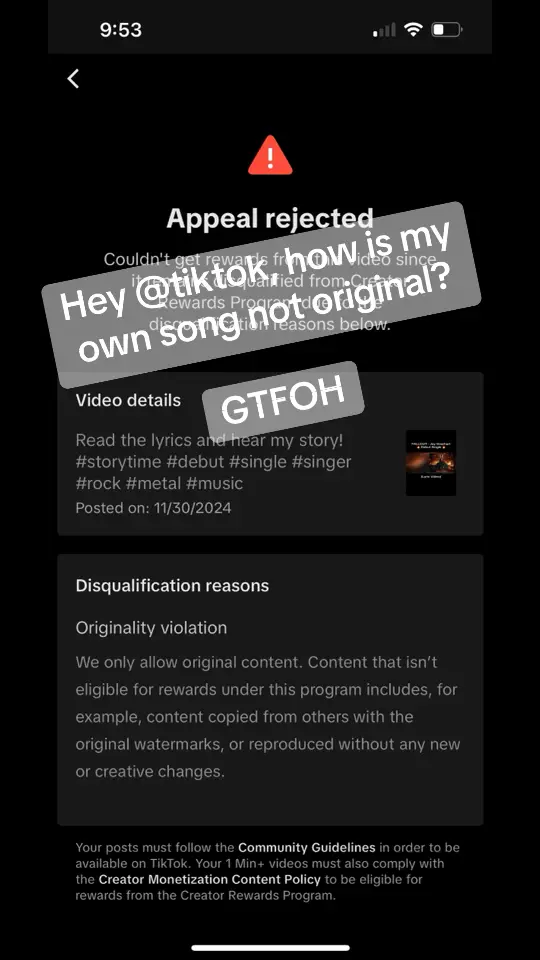 Getting real over this whole tiktok thing. Make sure yall follow me on instagram 🤘🏼🤘🏼 #appeal #denied #tiktok #gtfoh 