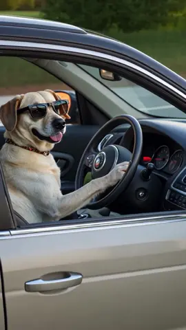 Labrador #aiart  #Labrador  #dog  #driving 