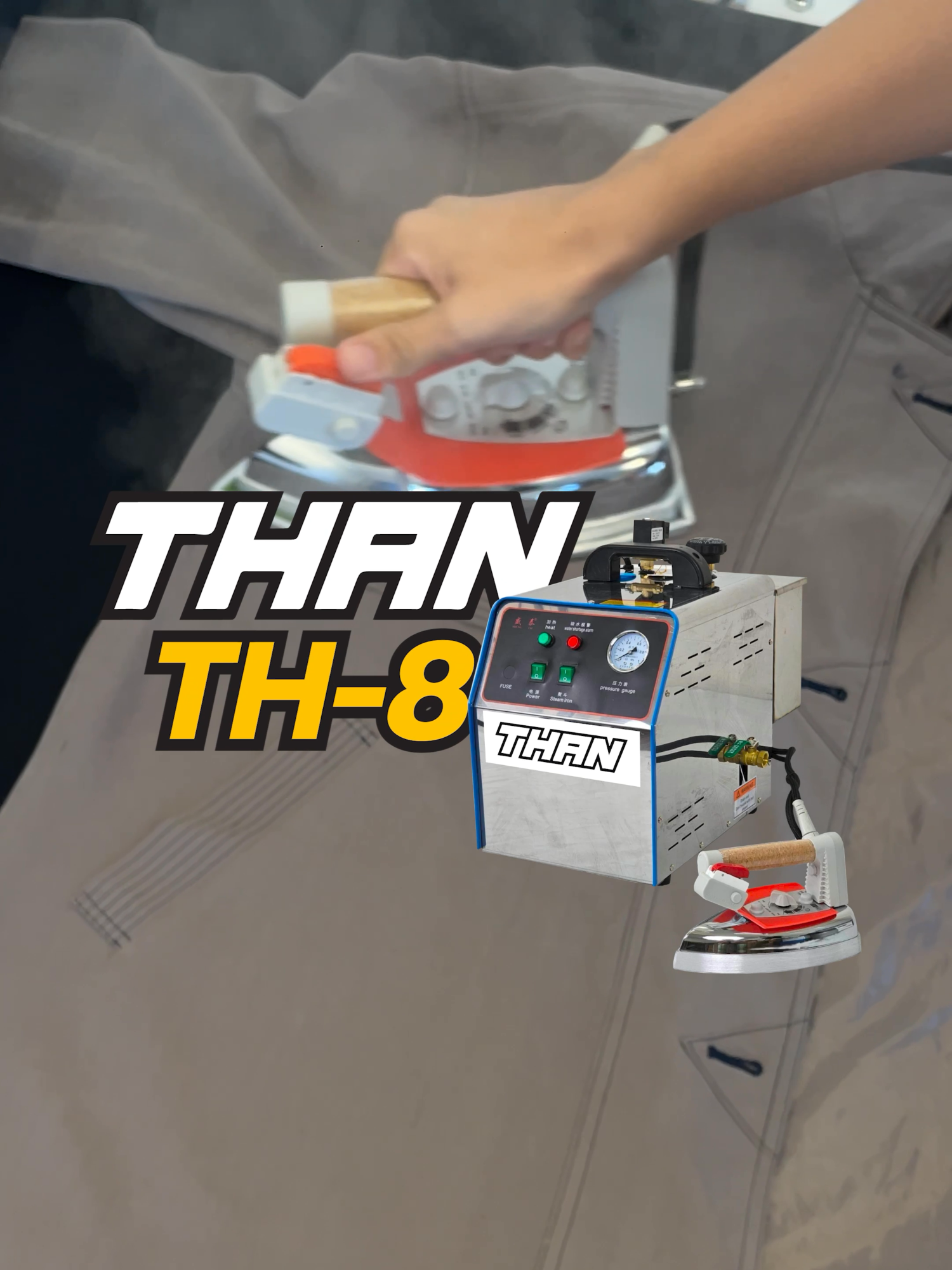 เตารีดแบบหม้อต้มอุตสาหกรรม TH-8 คู่กับโต๊ะรีดลมดูดแบบมีแขน #เตารีดอุตสาหกรรม #โต๊ะรีดลมดูด#โรงงาน #อุตสาหกรรม #เทรนด์วันนี้ #fypシ #tiktokshop #tiktok #ironcubethailand