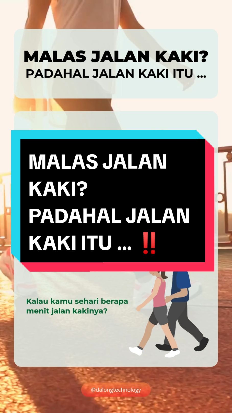 taukah kamu berjalan kaki itu dengan waktu yang cukup dan rutin setiap harinya sangat mempengaruhi kesehatan tubuhmu lo, dari berat badan jdi lebih stabil kebugaran hingga paras muka yg bisa awet muda terus menerus. #infokesehatan #edukasikesehatan #HidupSehat #sehatgamahal #sehatselalu #jalankaki 