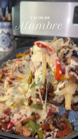 Tacos de alambre my way 😋🔥 Recipe for 8-10 people Ingredients: •3 bell peppers •3/4 of onion •1 package of pork longaniza •1 package of pork bacon •1lb of beef milanesa •3 chicken breasts •Garlic powder •Black pepper •Paprika (gives it color and is not spicy 🌶️) •Cumin •Salt •Melting cheese (I used chihuahua cheese) •Corn tortillas •Cilantro •Onion •Avocado •Green salsa •Lemon If you make them, don’t forget to tag me Id love to see it 🫶🏽 #alestacosdealambre  #tacosdealambre #alambretacos #mexicanfood #cocinamexicana #artesanias #artesaniasmexicana #mexicanmom #longaniza #tocino #bacon #asada #bistec #streettacos #tacos #mexicantacos  