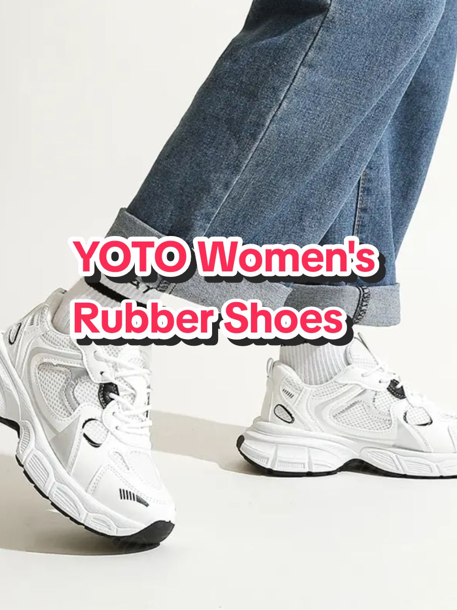 YOTO Women's Rubber Shoes 2023 New Autumn Versatile White Shoes Popular Mesh Face Spring and Autumn Leisure Sports Mesh Shoes Single Shoe Casual Athletic Sports Shoes Trainers Runner Training Sneakers Walking Shoes #rubbershoes #sneakers #forwomen  #yotoshoes 