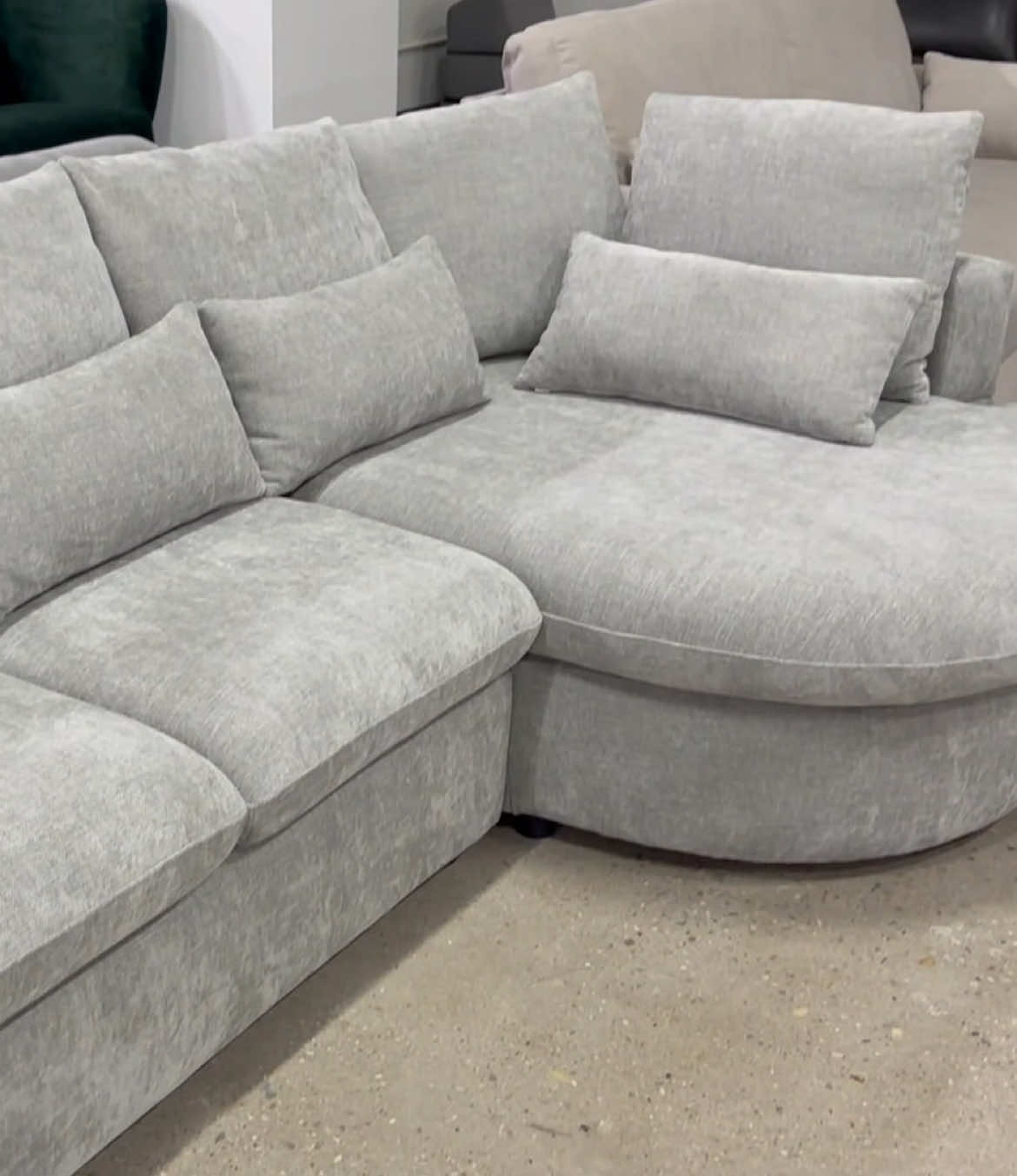 The chaise lounge sectional sofa features a unique round chaise design that exudes elegance and style. The widened seating area, paired with plush cushions and pillows, offers unparalleled comfort and support. Every time you sit down, it feels like a gentle embrace, creating moments of pure relaxation and bliss. #furnituresupplier #sofafactory #furniturefactory #OEM #ODM #customfurniture #qualityfurniture #factorydirect #sofa #chaiselounge 