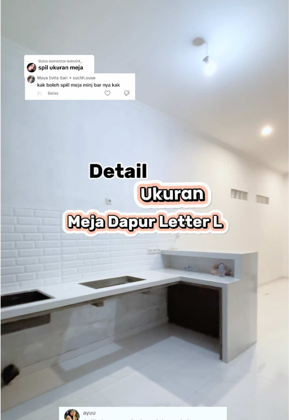 Membalas @ismu04_ Ini Detail Ukuran Meja Dapur & Mini Bar nya yaa teman-teman online ☺️ Semoga menginspirasi ☺️🙏🏻 #relatable #bangunrumah #renovasirumah #rumahsederhana #rumahidaman #rumahimpian #rumahminimalis #rumahmungil #marriagelife #finishingrumah #fypage #dapur #dapurminimalis #dapurestetik #dapursederhana #dapurmini #estetik #aesthetic #backsplash #mejabar #mejabarminimalis 