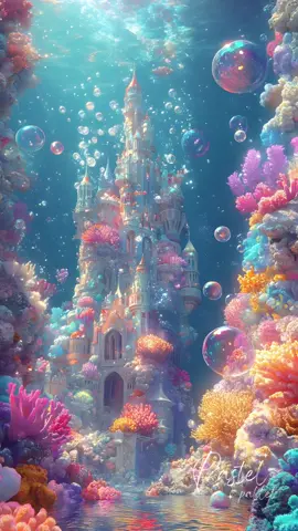 a castle in the sea🫧🐚🐠 #fantasy #パステルカラー #pastelcolor #dreamworld #幻想的な世界 #ファンタジー #癒し動画 #夢の国 #龍宮城 #お城