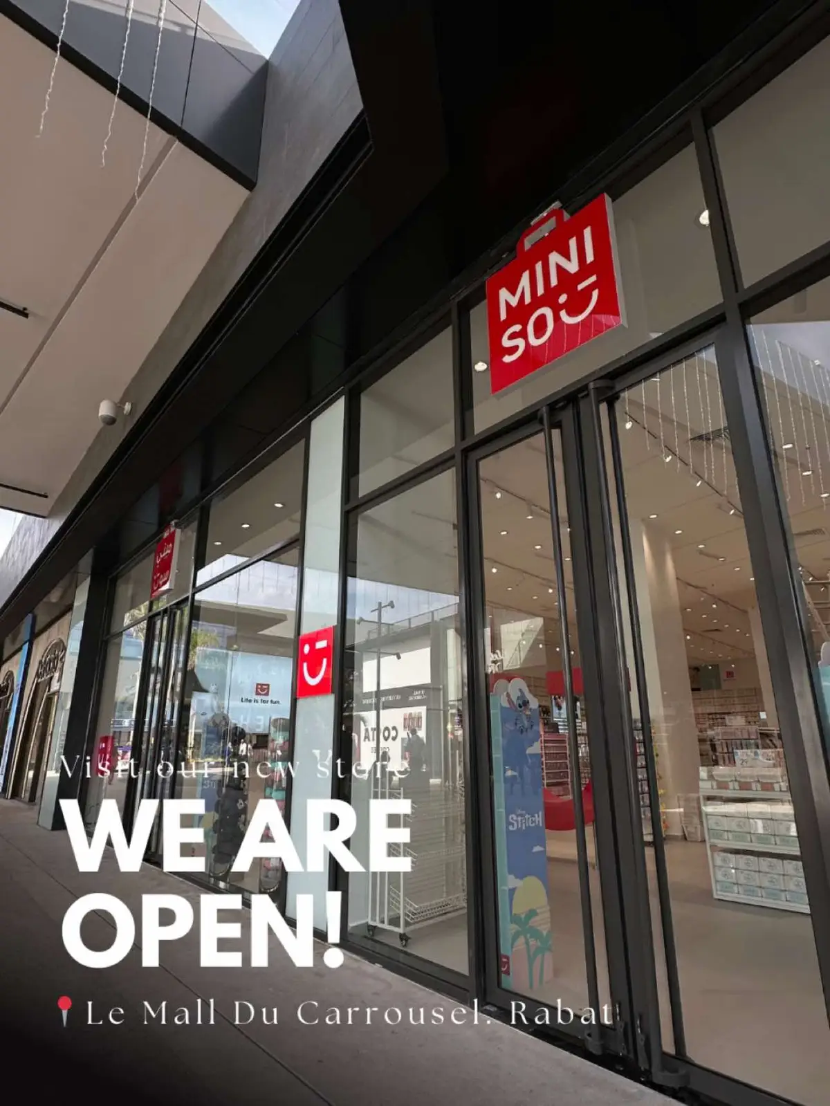 ✨ Big News, Rabat! ✨ We’re thrilled to announce that our newest Miniso store is NOW OPEN at The Carrousel Mall! 🎉 📍 Visit us today and discover all your favorite Miniso items. 💖 #miniso #minisomaroc #mallducarrousel #