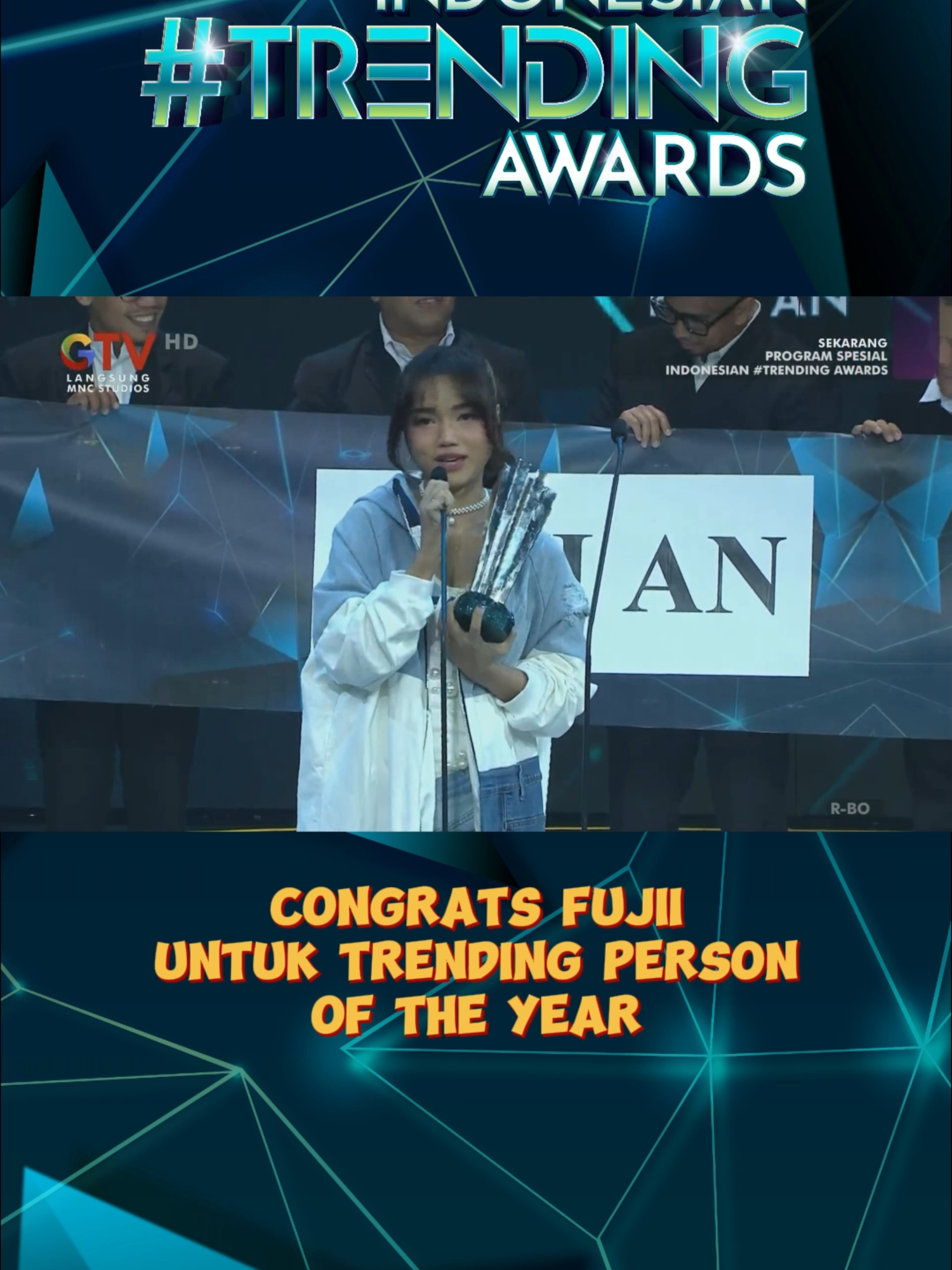 CONGRATULATION FUJII UNTUK TRENDING PERSON OF THE YEAR!! @fujiiian  #GTV #indonesiantrendingawardsgtv #itagtv #itagtv2024 #fyp #tranding #fujian #terfujifuji