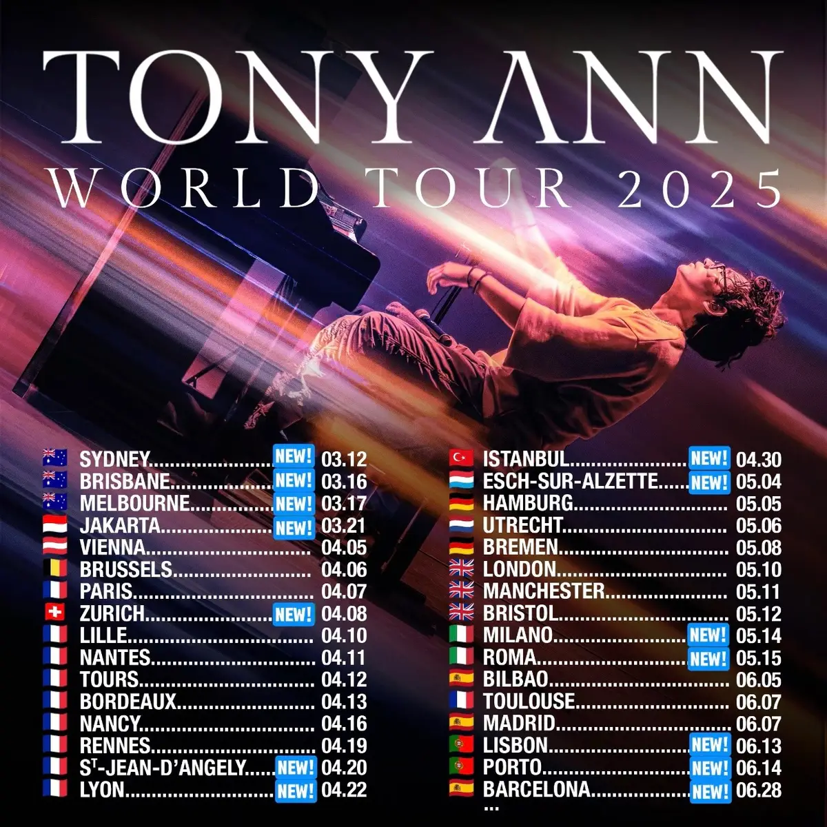 **NEW** DATES added!!! new countries… new cities… new music… the 2025 world tour dates aren’t complete.. which other cities should we add?? COMMENT BELOW!!! can’t wait!!! *get tickets* LINK IN MY INSTAGRAM PROFILE!!! 🌎 🎹 see you all in 2025… woohoooo!!!! 🤩🤩🤩