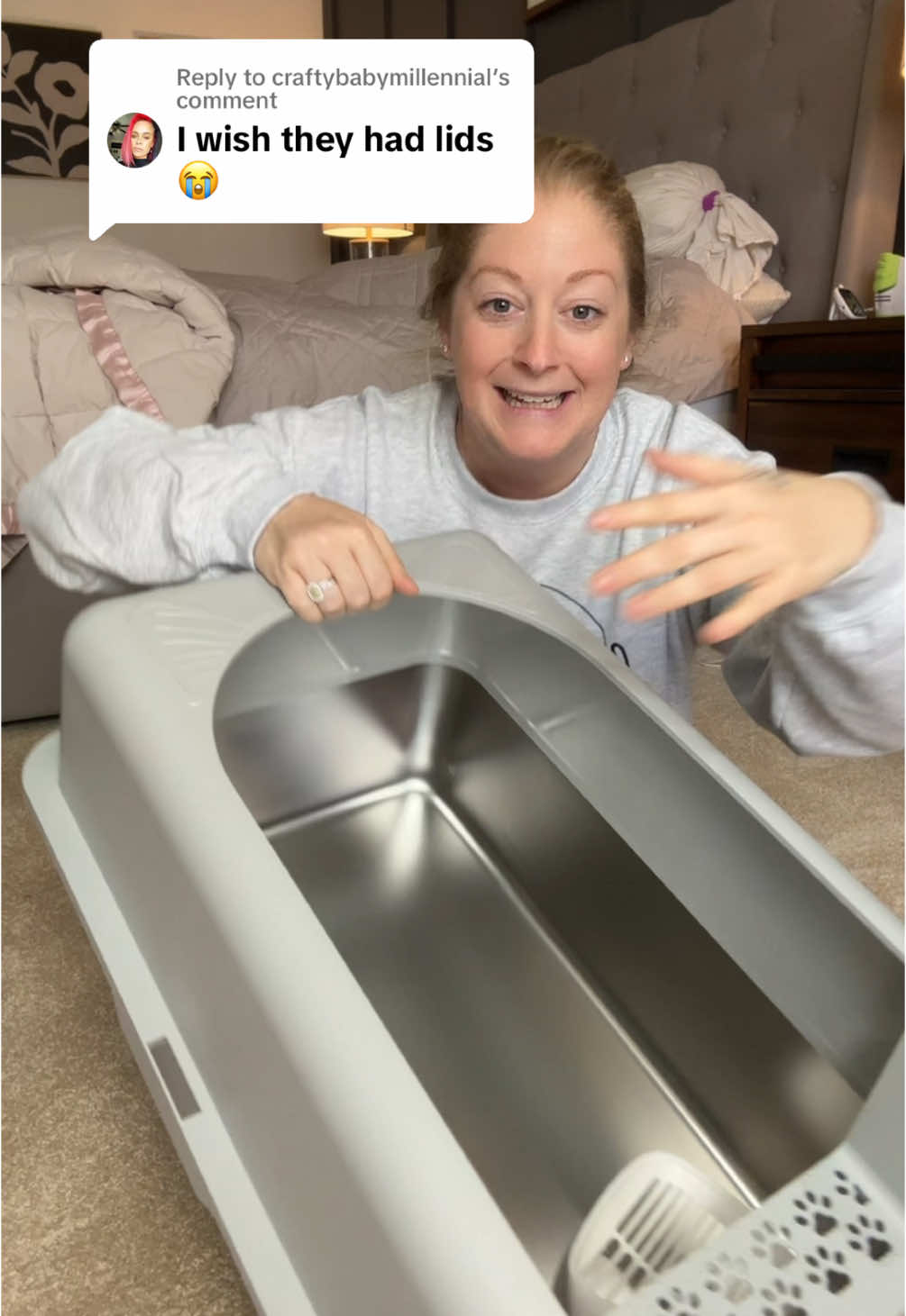 Replying to @craftybabymillennial the lid is here! Grab it up! #stainlesssteellitterbox #catlitterbox #litterbox #tiktokshopholidayhaul  