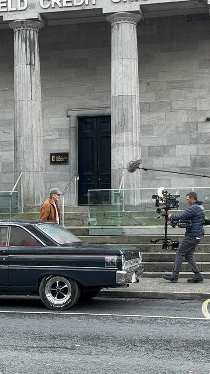 Liam Neeson was on set in Limerick city this morning for a major Irish-American production. Neeson plays a former bank robber in the adaptation of dark heist comedy, 4 Kids Walk Into a Bank. #liamneeson #limerick #ireland #moviescene #movieset 