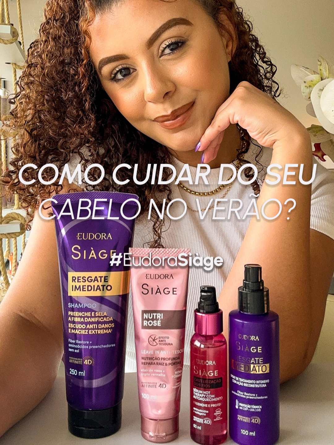 Você sabe como cuidar bem do seu cabelo no verão? ☀️ Não é só a pele que precisa de atenção com altas temperaturas, excesso de sal, cloro ou outros fatores ligados à época mais quente do ano: os fios também pedem cuidados específicos. E por aí, quais suas maiores dúvidas sobre o cuidado capilar no verão? Comente aqui, que em breve Eudora responde! #EudoraSiàge #Haircaire #VerãoEudora