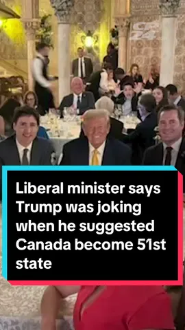 Liberal minister says Trump was joking when he suggested Canada become 51st state President-elect Donald Trump was joking when he suggested Canada become the 51st U.S. state during a dinner with Prime Minister Justin Trudeau in Florida on Friday, said a Liberal minister who attended the meeting. Fox News reported on Monday that Trump made the comment in response to the Canadians raising concerns that tariffs would hurt their economy. Public Safety Minister Dominic LeBlanc says the incoming president’s suggestion was said in jest. For more, go to CP24.com